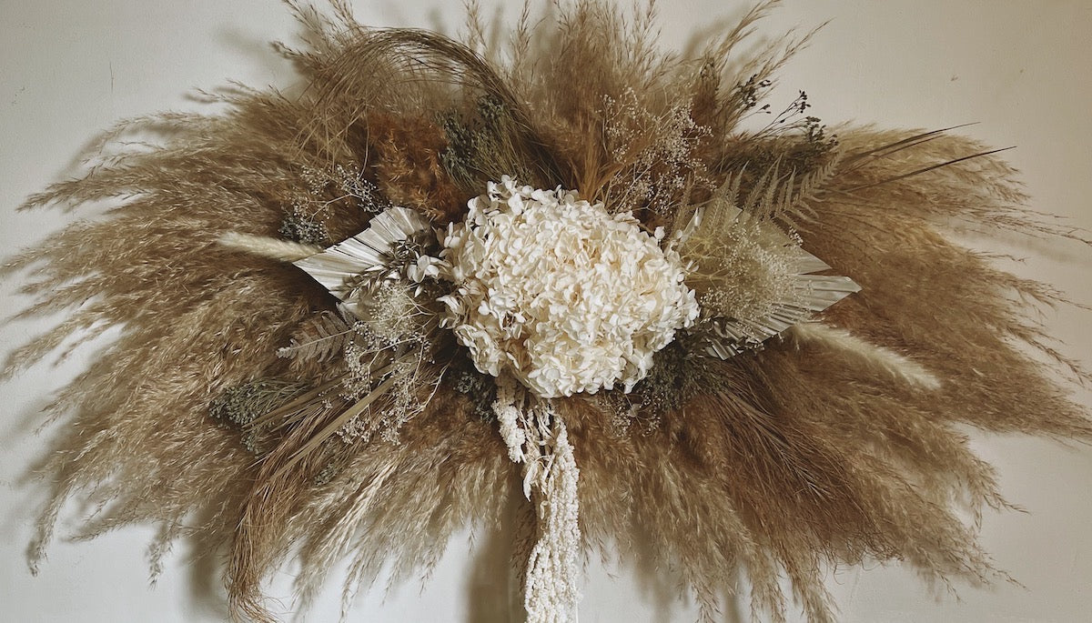 Dried flower decor and installations for businesses and events in the UK