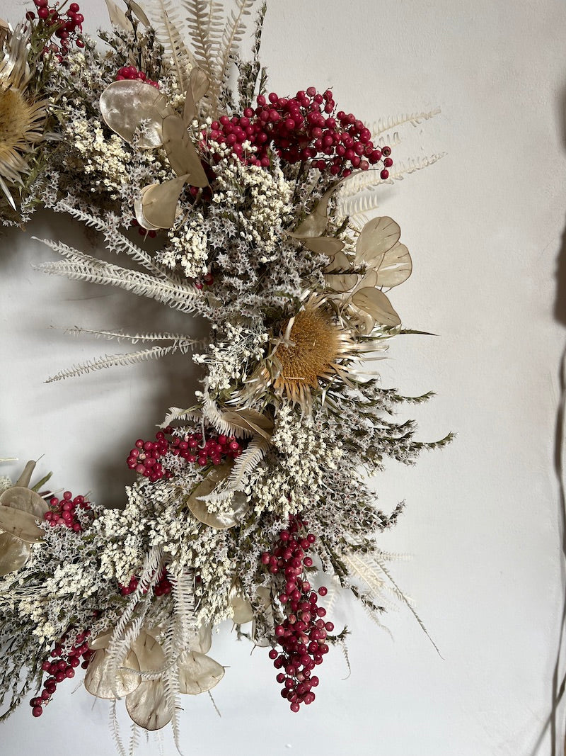 Christmas dried flower wreaths and dried flower wreath making workshops in Leicestershire