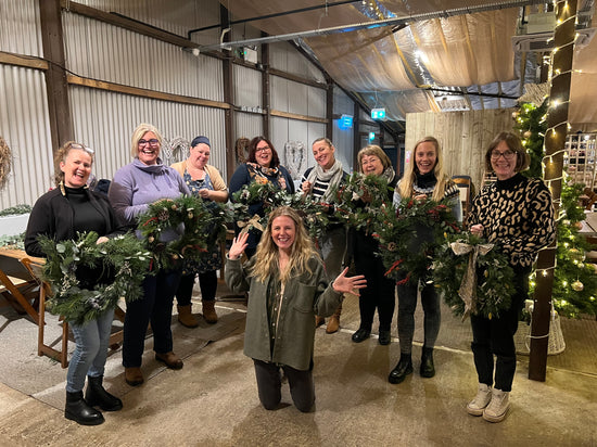 Making Christmas wreaths at Bawdon Lodge Farm