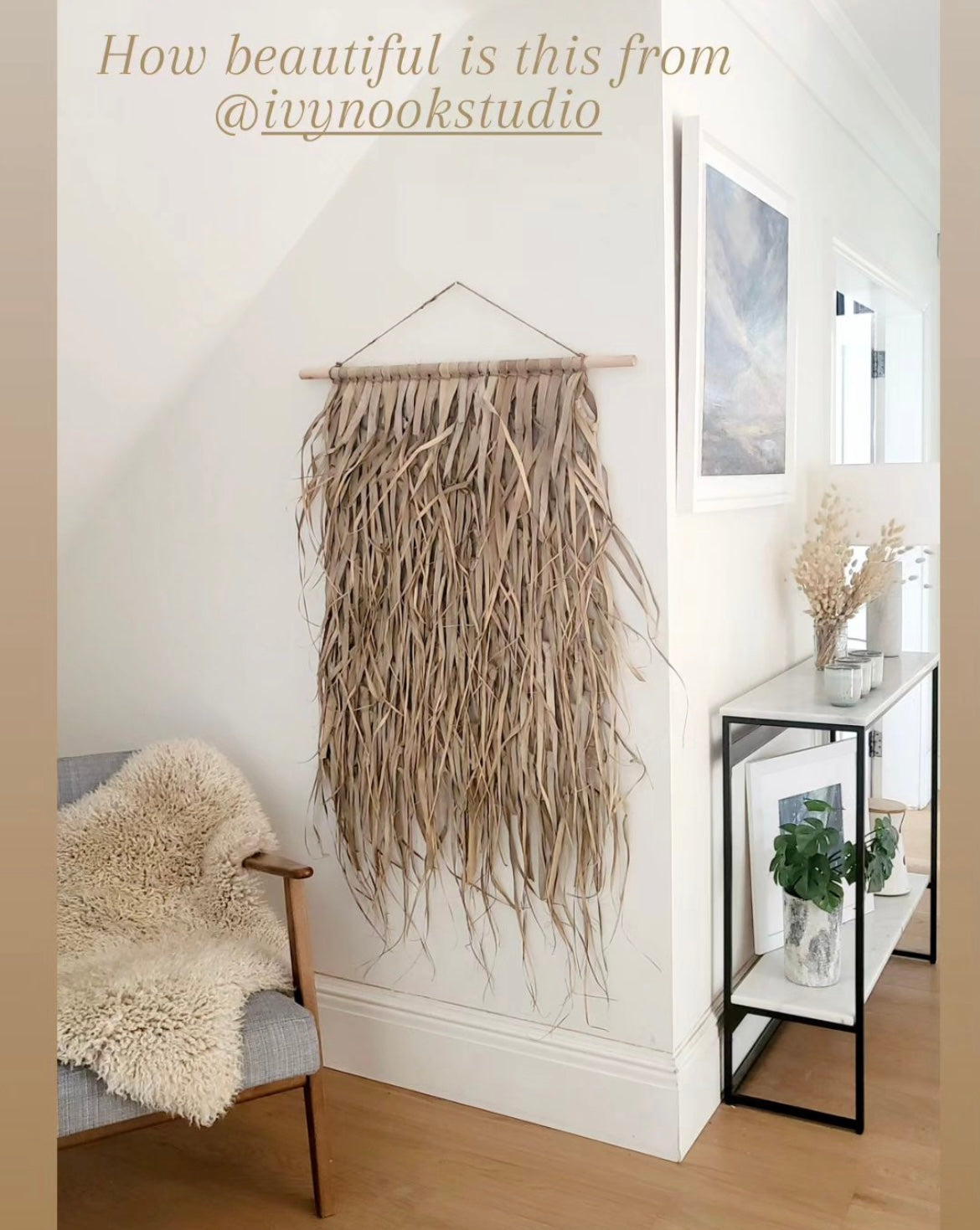 Woven palm wall hanging