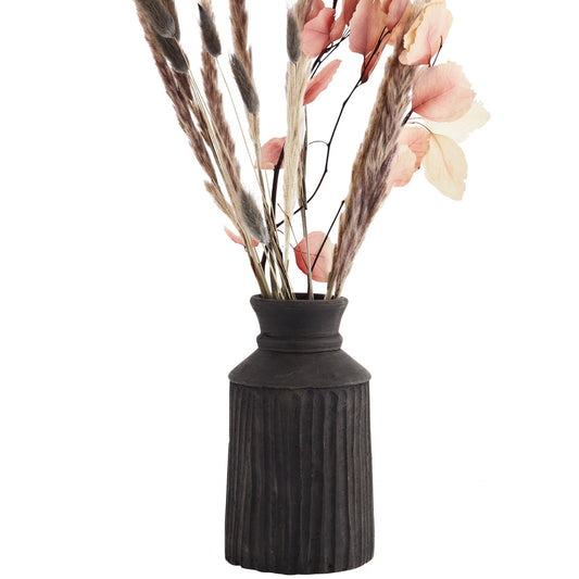 Black Rustic Terracotta Vase for Dried Flowers - Ivy Nook